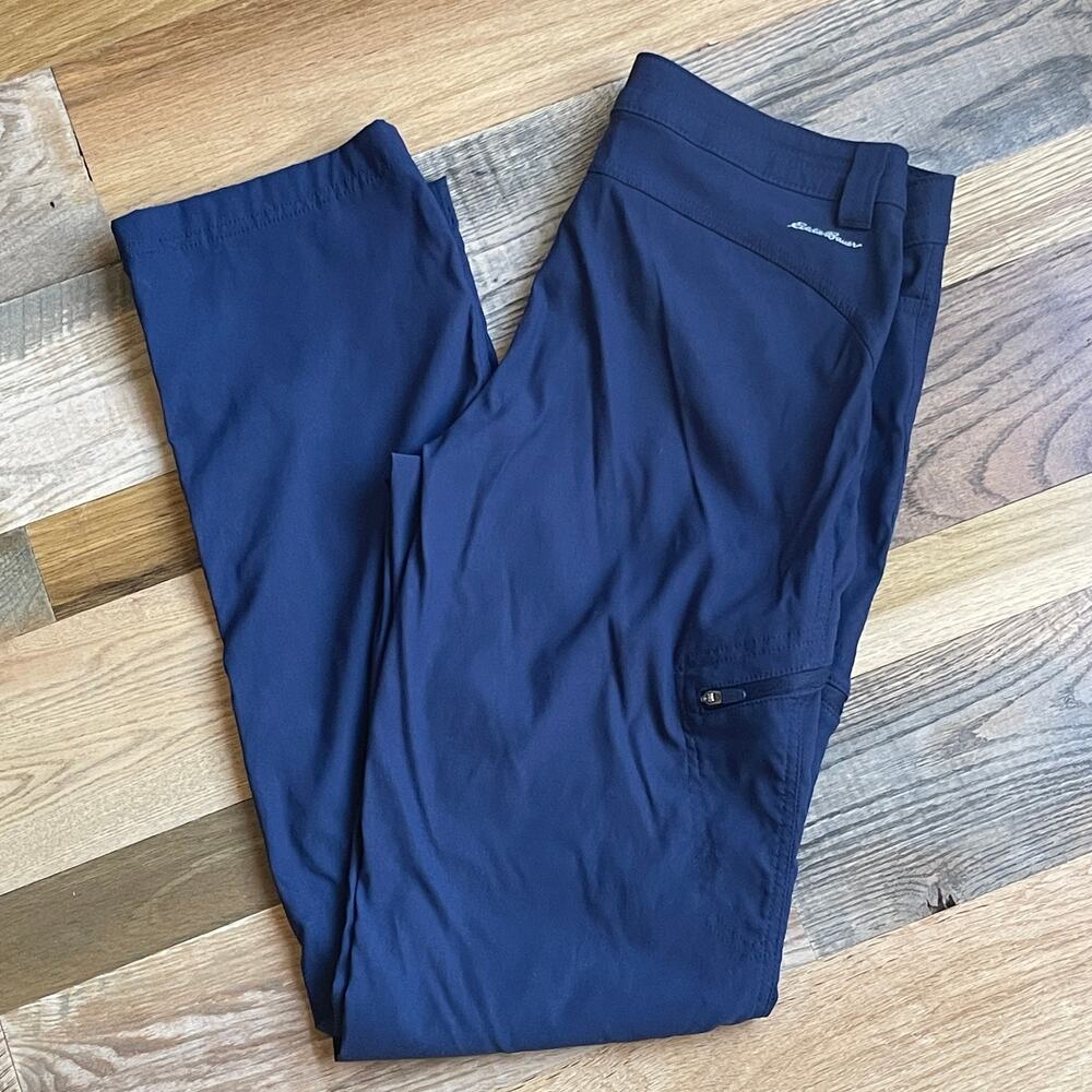 Eddie Bauer First Ascent Women's 4 Navy Hiking Pants Stretch Zip Pockets
